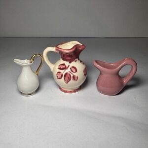 Vintage Pottery MINIATURE  Small Jug Pitchers Set Of (3)